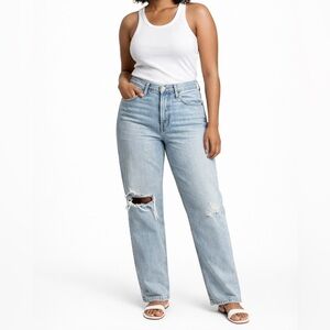 AGOLDE Riley High Rise Straight Crop Jeans 27 Light Wash Distressed